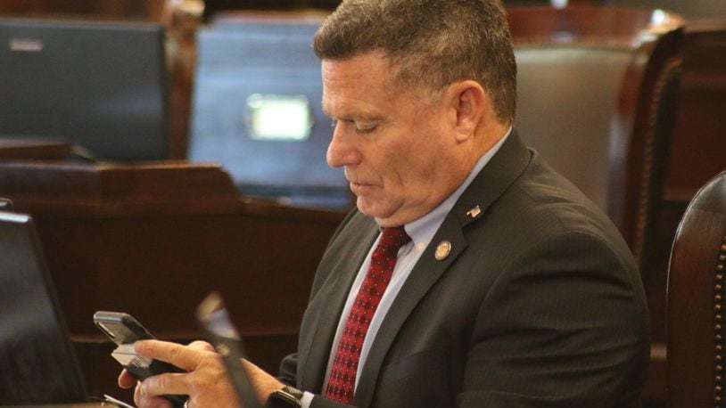 State Rep. Rick Perales, R-Beavercreek, does not consistently wear a mask in session at the Ohio House.