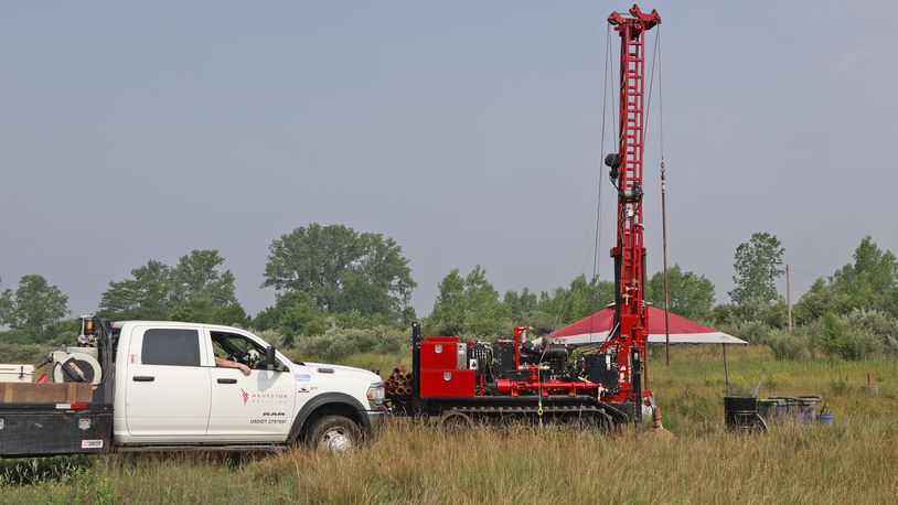 Work started on the eventual clean up of the Tremont City Barrel Fill site Thursday, June 29, 2023. A company drilled bore holes to test the soil around the barrel fill site. BILL LACKEY/STAFF