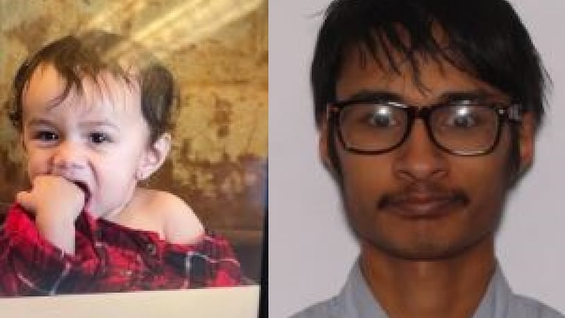 An AMBER Alert was issued for Lux Tiwari (left), who was abducted Thursday afternoon by her non-custodial father Sewak Tiwari (right). PROVIDED