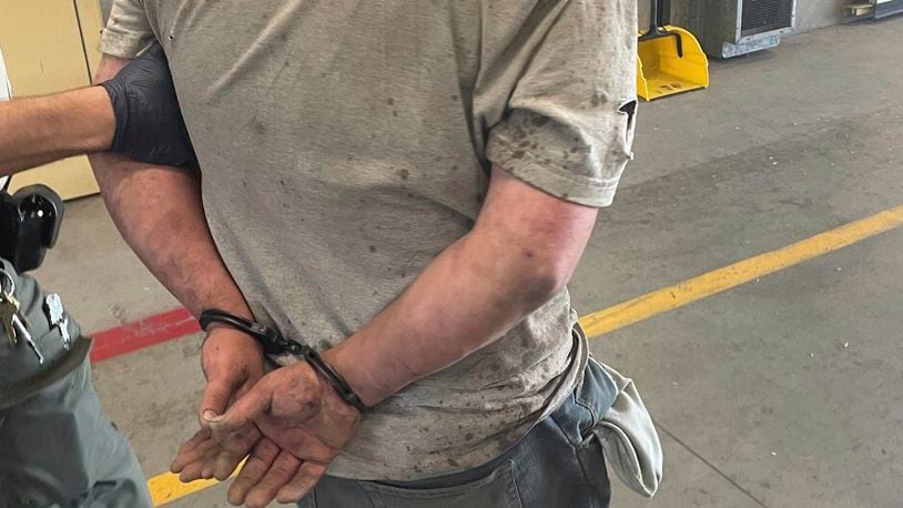 This photo provided by the Monterey County Sheriff's Office on Friday, Sept. 6, 2024, shows Vicente Arroyo, suspected of killing dozens of animals in Northern California, being arrested. (Monterey County Sheriff's Office via AP)