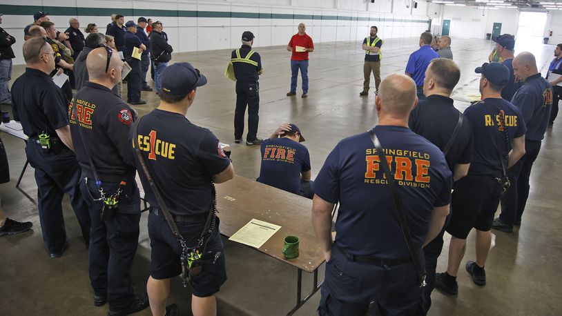 The Clark County Emergency Management Agency (EMA) is looking for community input on a five-year update for its Hazard Mitigation Plan. In this file photo, local emergency personnel participated in the Clark County EMA's full scale exercise Wednesday, May 1, 2024 at the Clark County Fairgrounds. FILE/BILL LACKEY/STAFF
