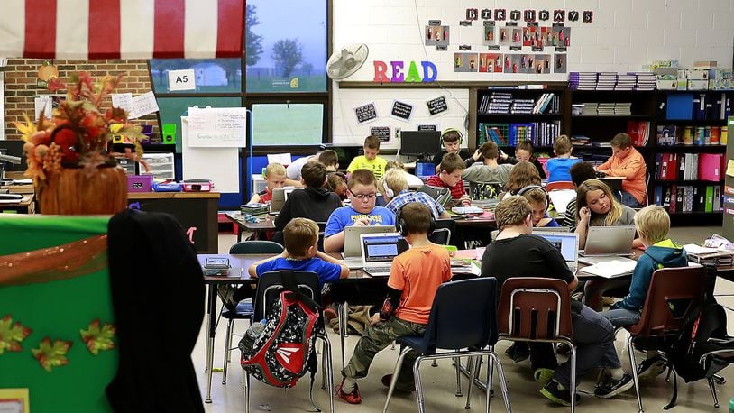 Students in class at South Vienna Elementary School Thursday. BILL LACKEY/STAFF