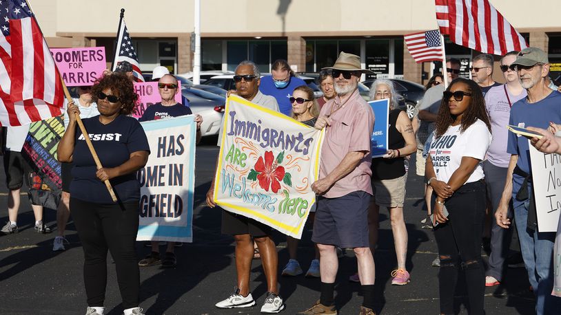 A Peace Rally was held at the Springfield Democratic headquarters on Park Road Wednesday, Sept. 18, 2024. BILL LACKEY/STAFF