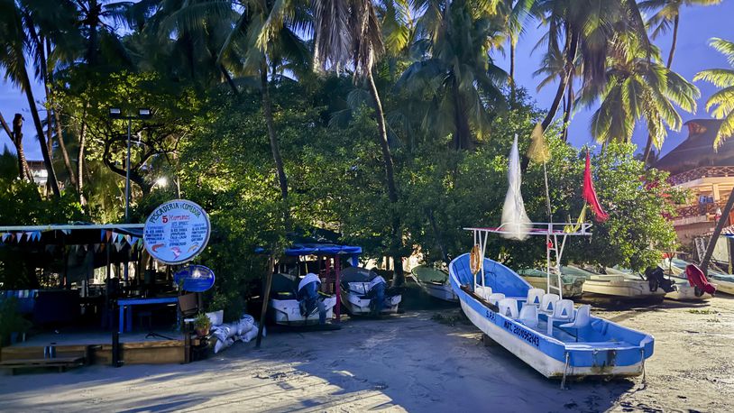 Boats are stored on the beach for protection ahead of the anticipated arrival of Tropical Storm John in Puerto Escondido, Mexico, Monday, Sept. 23, 2024. (AP Photo/Luis Alberto Cruz)