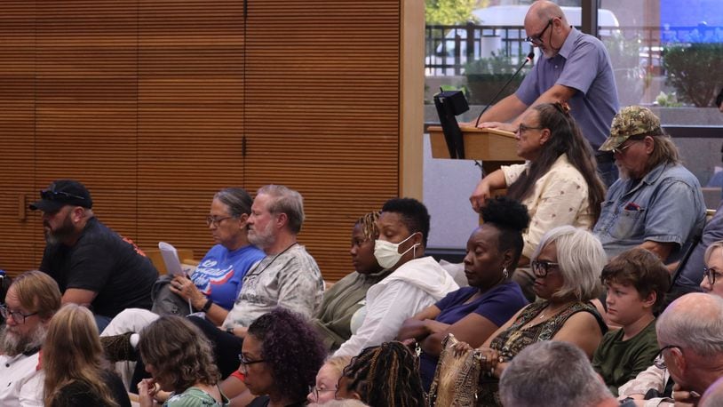 The City Hall Forum was filled to capacity Tuesday, Aug. 14 as community members shared their concerns with Springfield city commissioners. JESSICA OROZCO/STAFF