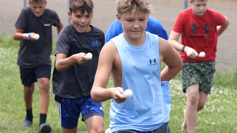 Young people have fun during the Exchange Club's 75th Kid's Day games at the Clark County Fair Wednesday, July 24, 2024. BILL LACKEY/STAFF