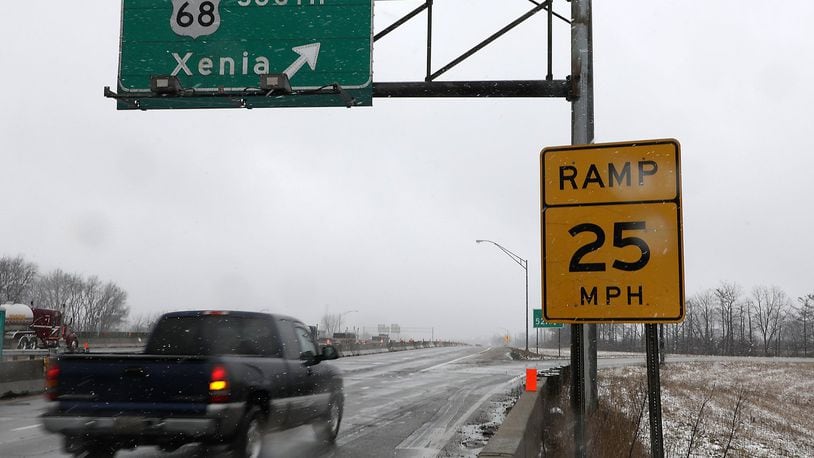The ramp from Interstate 70 westbound to US 68 southbound is one of two ramps that will close from March 2nd through August 30th. BILL LACKEY/STAFF
