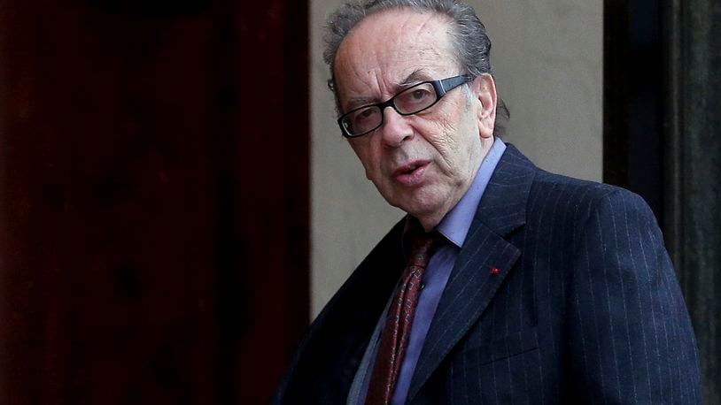 FILE - Albanian novelist Ismail Kadare arrives at the Elysee Palace to receive the France's Legion d'Honneur medal by French President Francois Hollande, in Paris, on May 30, 2016. Renowned Albanian novelist Kadare has died after being rushed to a hospital in the Albanian capital, his publishing editor said on Monday. He was 88. (AP Photo/Thibault Camus, File)