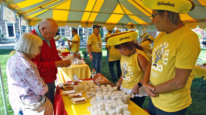 Woeber's Mustard tasting at MustardFEST Saturday, Sept. 16, 2023. BILL LACKEY/STAFF