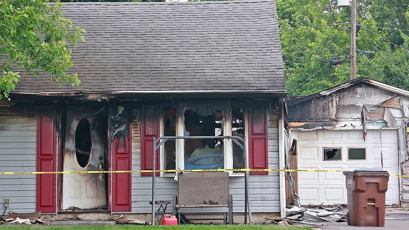 A house at 11520 Gerlaugh Road in the Park Layne area was severely damaged by a fire early Monday, June 19, 2023. Fire departments from Bethel Township, New Carlisle and Fairborn responded to the blaze around 3 a.m. in the morning. BILL LACKEY/STAFF