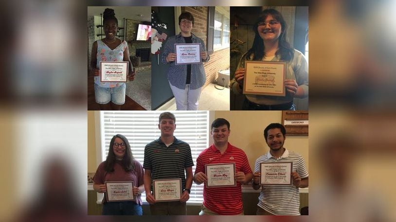 The Ohio State University Clark County Parents Association awarded 6 Clark County students with scholarships this year - Haylee Acquah (top left), Sophia Laird, Evan Blazer, Braden King, Cameron Claar (bottom, left to right) and Kama Ramsey (top middle) - and two last year - Presley Orndorff (tp right) and Cayleigh Butler (not pictured).