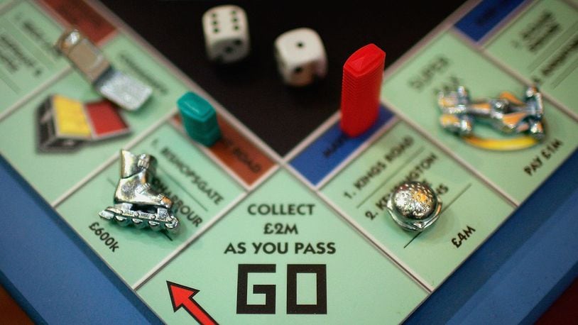 A detail of the new updated Monopoly board game is seen at the London Toy Fair on January 25, 2006 in London.