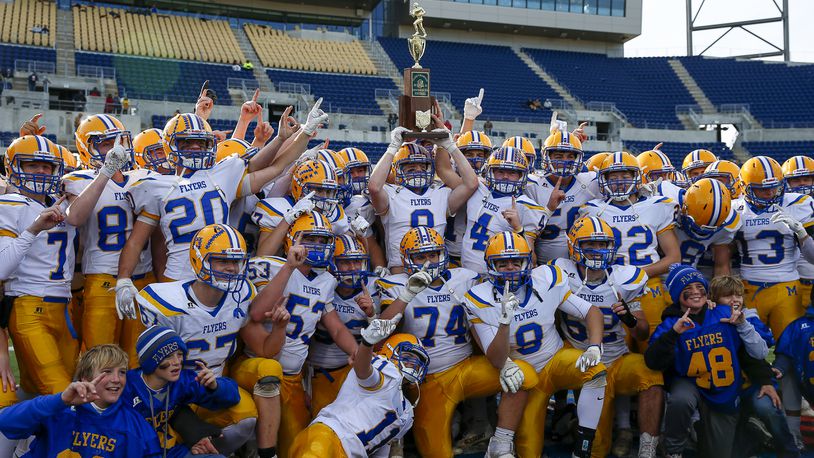 Marion Local defeated Newark Catholic 42-7 on Saturday in the Division VII state championship game at Tom Benson Hall of Fame Stadium in Canton. Michael Cooper/CONTRIBUTED
