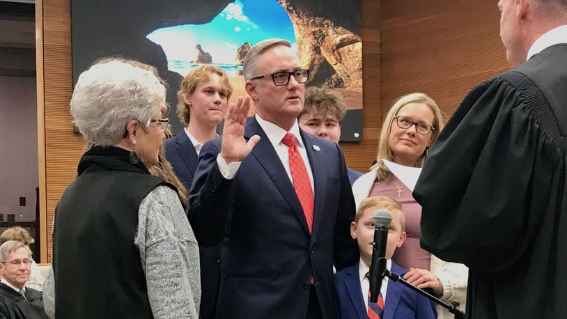 Mayor Rob Rue was sworn in to begin his elected term on Tuesday, Jan. 2, 2024. VICKY FORREST/CONTRIBUTING WRITER