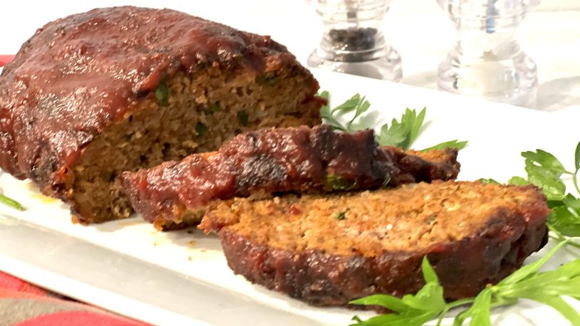 Air Fryer Meatloaf with Barbecue Sauce. GWYNN GALVIN/SWIRLSOFFLAVOR.COM