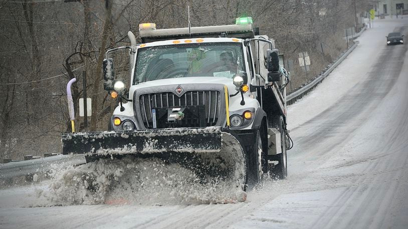 FILE PHOTO: ODOT plows snow on US 68 near Yellow Springs Thursday, February 3, 2022. MARSHALL GORBY/STAFF