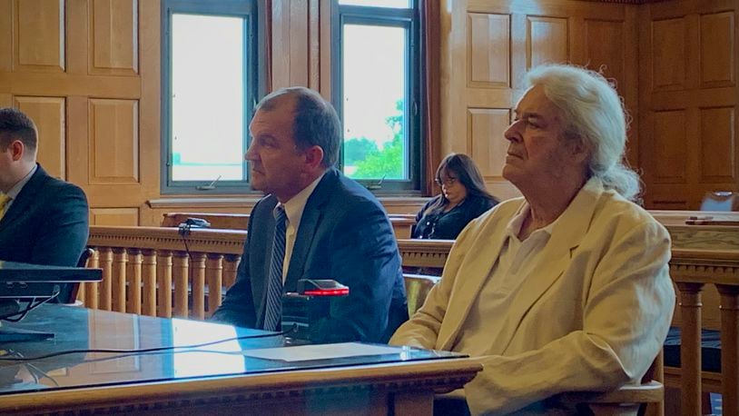 Thomas Macaulay, (right) and his attorney Jon Paul Rion (left) in the court of Judge Mike Buckwalter Wednesday morning. LONDON BISHOP/STAFF