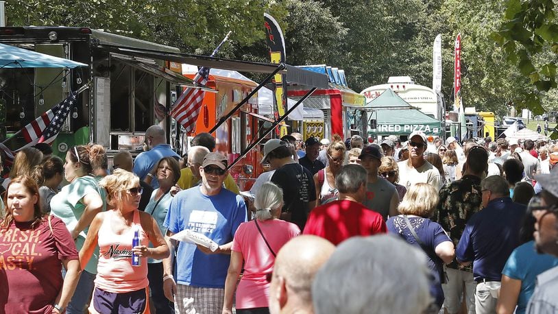 Veteran’s Park was filled with food lovers Saturday for the Springfield Rotary Gourmet Food Truck Competition. Bill Lackey/Staff