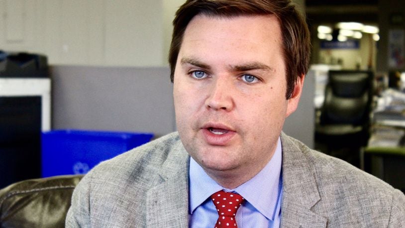 Middletown native, J.D. Vance is back in Ohio to head a nonprofit aimed at helping some of the social issues he wrote about in his best-selling “Hillbilly Elegy.” MICHAEL BURIANEK/STAFF