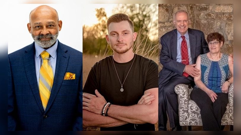 Clark State College will honor (from left to right) Dale Henry with the Distinguished Alumnus Award, Ryan Mundy with the Emerging Leader Award, and Jim and Nike Lagos with the Richard O. Brinkman Award at this year’s Presidential Awards Ceremony on Sept. 26.