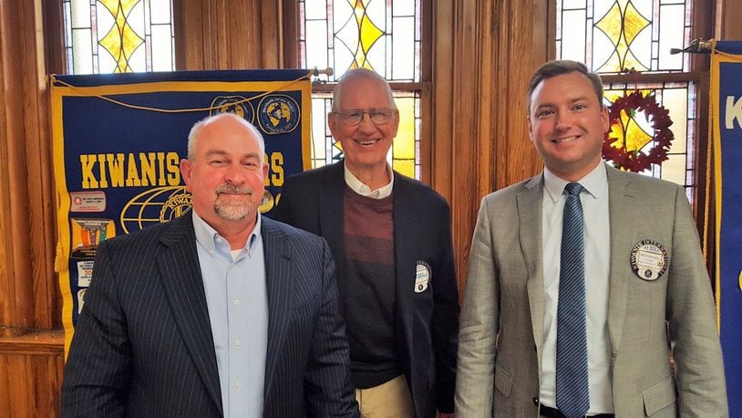 Clark County Combined Health District Commissioner Charles Patterson (left) with Kiwanian Walt Szczesny and Kiwanian President Elect Zach Bayless. Patterson was the speaker at the Springfield Kiwanis Club meeting on Jan. 4. Contributed