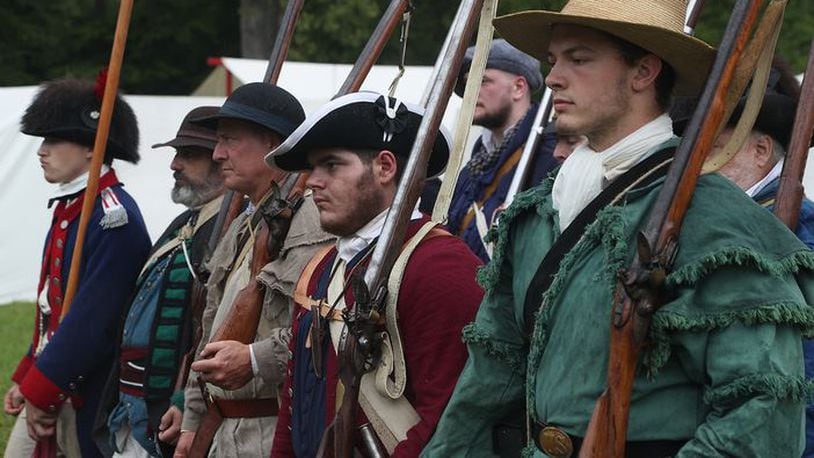 Militia drills at the Fair at New Boston.  (BILL LACKEY)