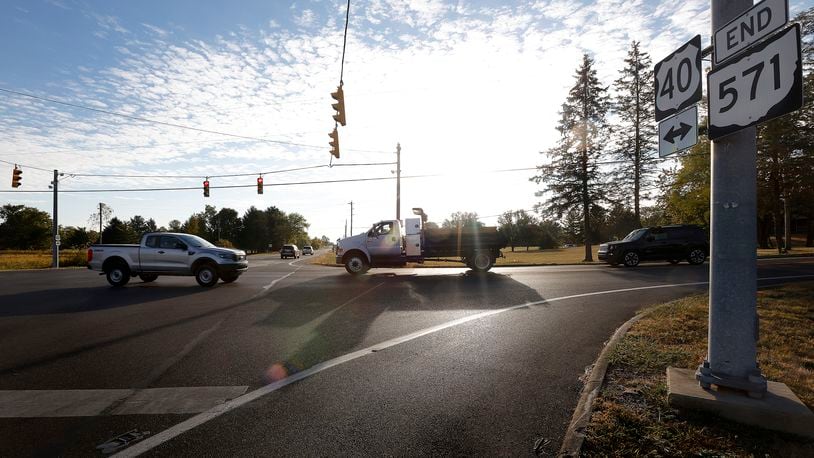 The intersection of Route 40 and State route 571 near New Carlisle in Clark County. MARSHALL GORBY\STAFF