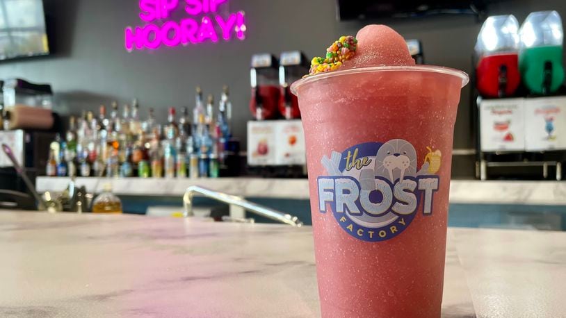 The Frost Factory, a boutique bar with boozy slushies, cocktails, shots and more, is now open at Austin Landing. NATALIE JONES/STAFF