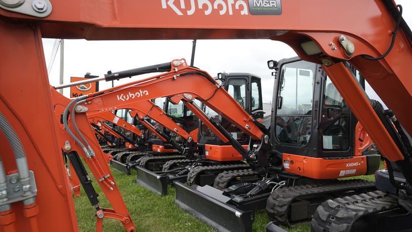 FILE - Kubota excavators are displayed at a dealership in Butler, Pa., July 11, 2024. (AP Photo/Gene J. Puskar, File)