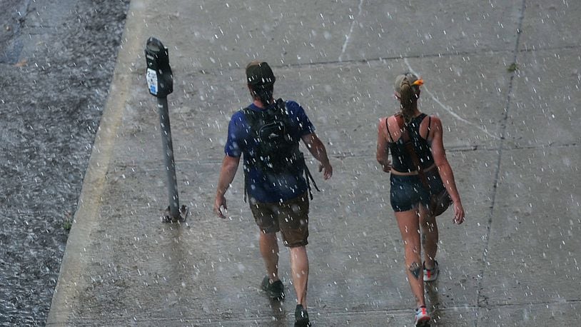 A Thunderstorm with heavy rain hit the Dayton area Monday afternoon, June 17, 2024. MARSHALL GORBY\STAFF