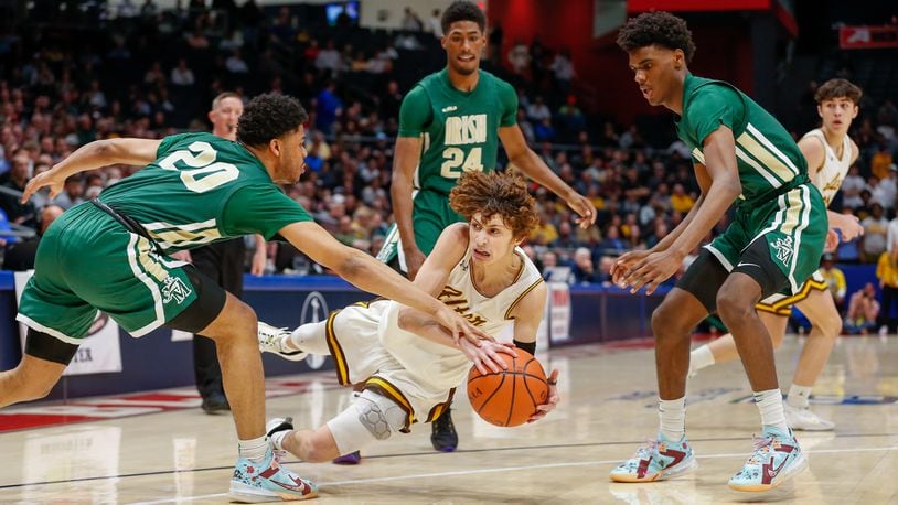 The Alter boys basketball team lost at 72-47 decision to Akron St. Vincent-St. Mary in a Division II state semifinal at UD Arena on Friday, March 18, 2022. Michael Cooper/CONTRIBUTED