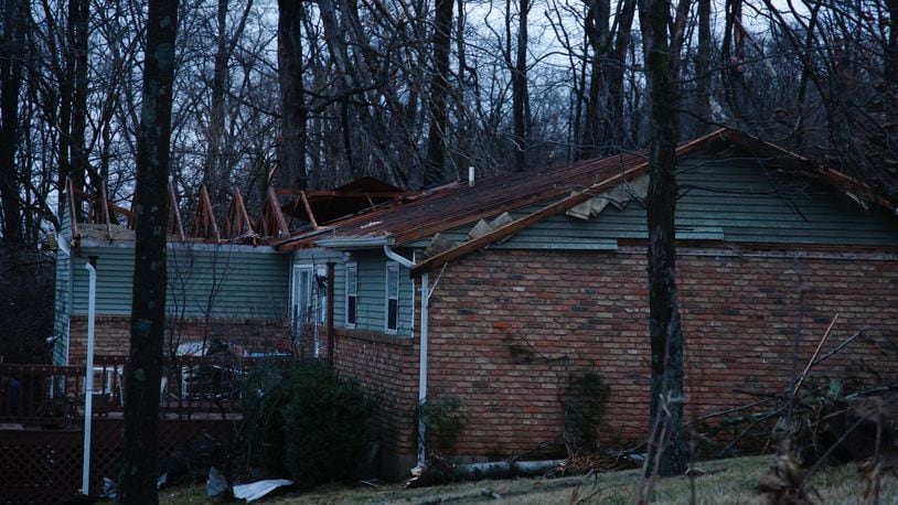 Homes were damages on Ridge Road in Clark County by strong storms that moved through the area on Wednesday morning, Feb. 28, 2024. BILL LACKEY / STAFF