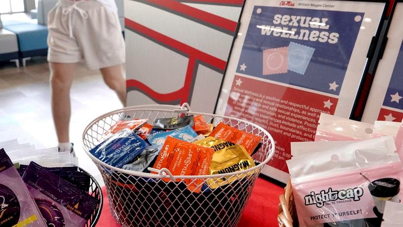 Condoms and other sexual wellness items are made available to students at the University of Mississippi campus in Oxford, Miss., Wednesday, Aug. 28, 2024. (AP Photo/Karen Pulfer Focht)