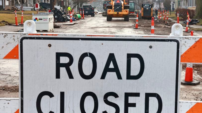 Road construction has closed Stanton Avenue Thursday, Jan. 19, 2023. BILL LACKEY/STAFF