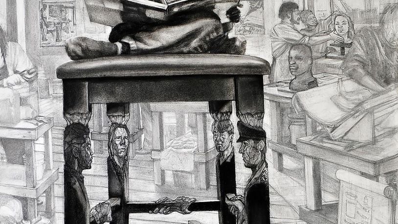 James Pate's "Ayo's Chair," a charcoal drawing, will be one of more than 50 works as part of "Black Life as Subject Matter II," a new exhibition opening at the Springfield Museum of Art on Saturday. Contributed