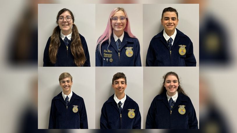 Six Global Impact STEM Academy FFA students have been named finalists in this year’s National FFA Agriscience Fair, including Mailynne Rudnicki (top left), Elise Hess (top middle), Joseph Antinori (top right), Jackson DeWitt (bottom left), Levi Webster (bottom middle) and Phoebe Green (bottom right).