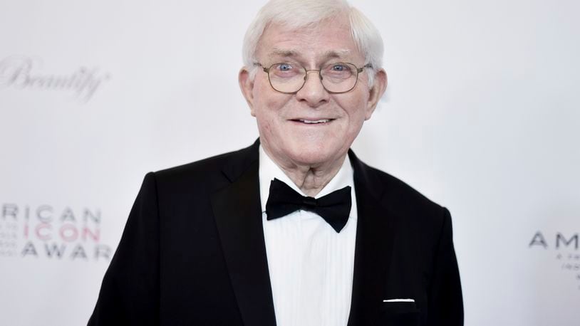 FILE - Phil Donahue attends the 2019 American Icon Awards at the Beverly Wilshire Hotel on May 19, 2019, in Beverly Hills, Calif. (Photo by Richard Shotwell/Invision/AP, File)