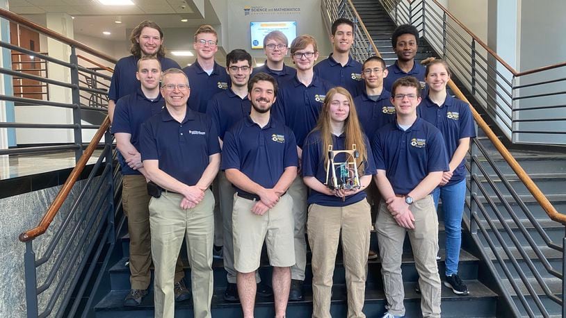 Cedarville University’s team of engineering students won the 2024 American Society of Engineering Education’s (ASEE) Robotics Competition in Portland, Oregon. Front Row: Dr. Kohl, Josiah Mulligan, Sarah Heiple and Isaac Creswell. Second Row: Ethan Wilson, Christian Di Spigna, Bryant Buell, Albie Morrison and Bailey LaRue. Back Row: Gabriel Sheppard, Brady Schick, Alan Golden, Jacob Potheir (Team Captain) and Nii Noi Hanson-Nortey. Contributed