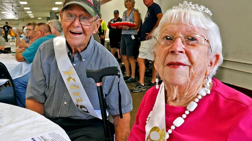 William and Patricia Buck were the King and Queen of the Golden Wedding Anniversary at the Clark County Fair Tuesday, July 25, 2023. William and Patricia have been married for 75 years. BILL LACKEY/STAFF