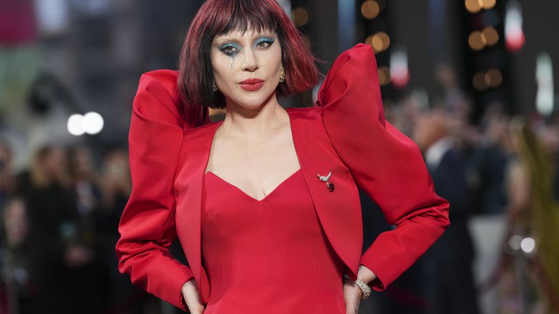 Lady Gaga poses for photographers upon arrival at the premiere for the film 'Joker: Folie A Deux' on Wednesday, Sept. 25, 2024, in London. (Photo by Scott A Garfitt/Invision/AP)