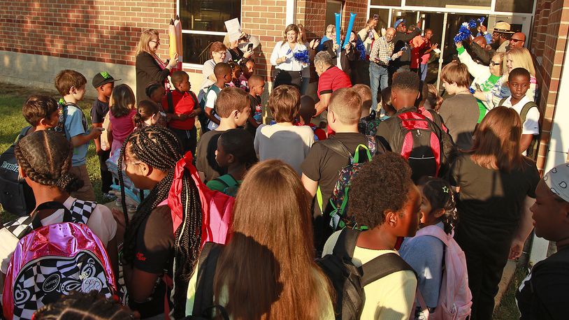 Fulton Elementary School held a "Fulton First Day Clap-In" with members of the community welcoming students for their first day of school Wednesday, August 14, 2024.