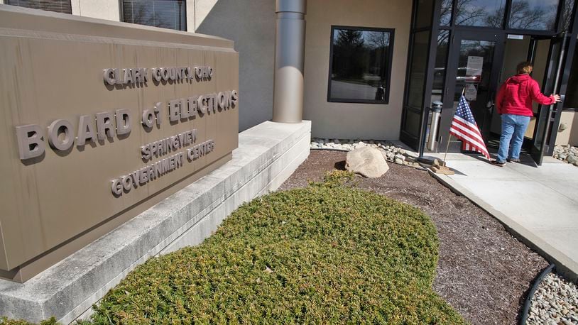 A voter enters the Clark County Board of Elections to cast his early vote Tuesday, March 12, 2024. BILL LACKEY/STAFF