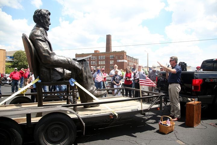 PHOTOS: 1,700 pound Abraham Lincoln catches a ride from Urbana to Dayton