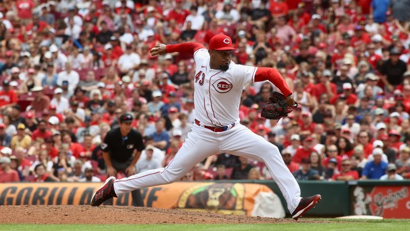 Reds closer Alexis Diaz pitches in the ninth inning against the Padres on Sunday, July 2, 2023, at Great American Ball Park in Cincinnati. David Jablonski/Staff