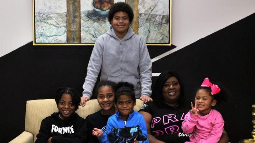 Dionka Crafter (second from right) with her four children, Di’Ovian, 14, Di’Nahya, 12, Antonio, 5, and Aniesia, 4, and nephew, Jameire (left). Contributed
