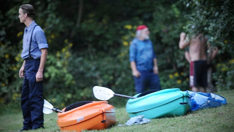 The scene of a water rescue in the Mad River along First Street near Forest Lake in Springfield Monday, Sept. 4, 2023. MARSHALL GORBY \STAFF