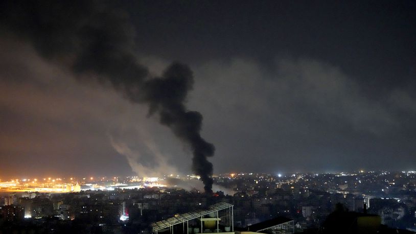 Smoke rises from Israeli airstrikes in Beirut's southern suburbs, Lebanon, Saturday, Sept. 28, 2024. (AP Photo/Hassan Ammar)