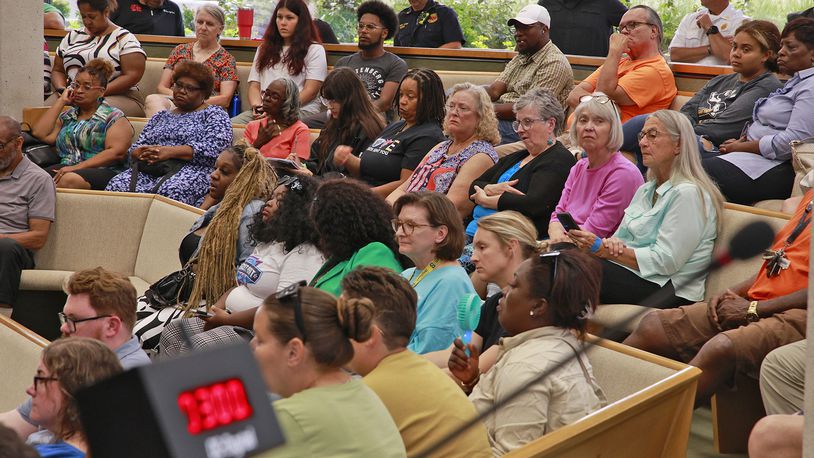 The Springfield chapter of the NAACP hosted a discussion on racism Thursday evening, August 8, 2024 in an effort to address what leaders called racist and damaging rhetoric shared at city commission meetings and elsewhere. The discussion, titled Welcome to the Table: Let's Talk Racism, was held at the Springfield City Hall Forum. BILL LACKEY/STAFF