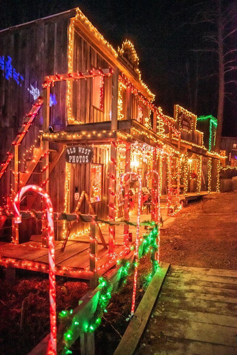 Dogwood Pass holiday lights show in replica oldwest town in Beaver, Ohio