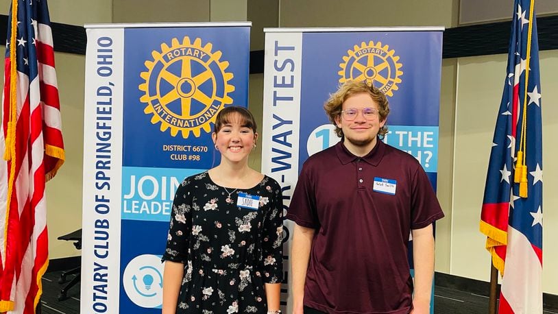 The Springfield Rotary Club awarded scholarships to Sadie Hatton (left) and Caleb Smith (right), both Springfield High School students, to help further their education at four-year colleges or universities. Contributed
